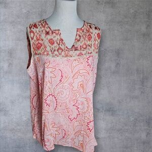 Women's Pink Paisley Sleeveless Top
